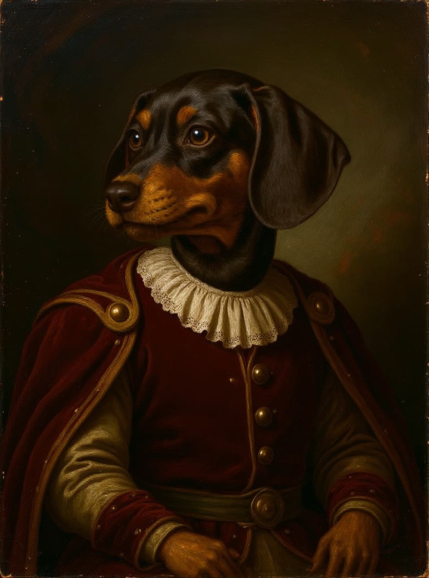 The Atelier: custom pet portrait of a Dachshund by Maison Zola