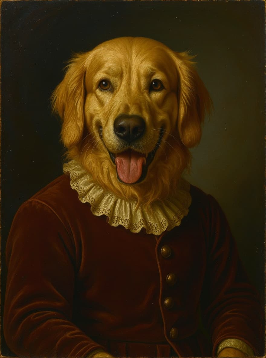 The Atelier: custom pet portrait of a Golden Retriever by Maison Zola