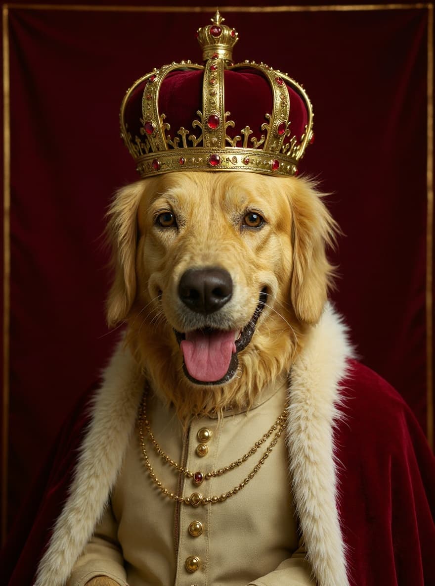 The Sovereign: custom Golden Retriever portrait by Maison Zola