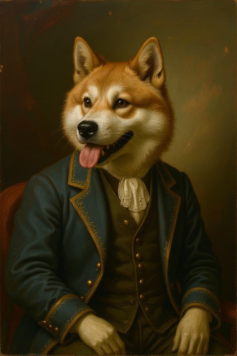 An atelier-style oil portrait of an Akita, used as a visual reference for an editorial guide comparing the major custom dog portrait services available in 2026